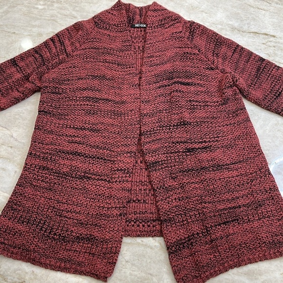 Nic + Zoe | Marled Knit Open Front Cardigan | Rust + Black | Size Large - Picture 6 of 10